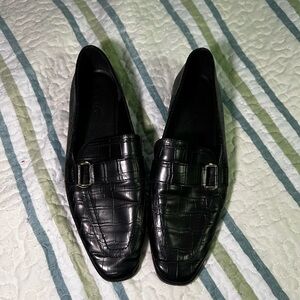 Mango Women's Black Faux Crocodile Loafers